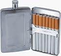 Visol 2 oz Slim Flask with Built-in Cigarette Case