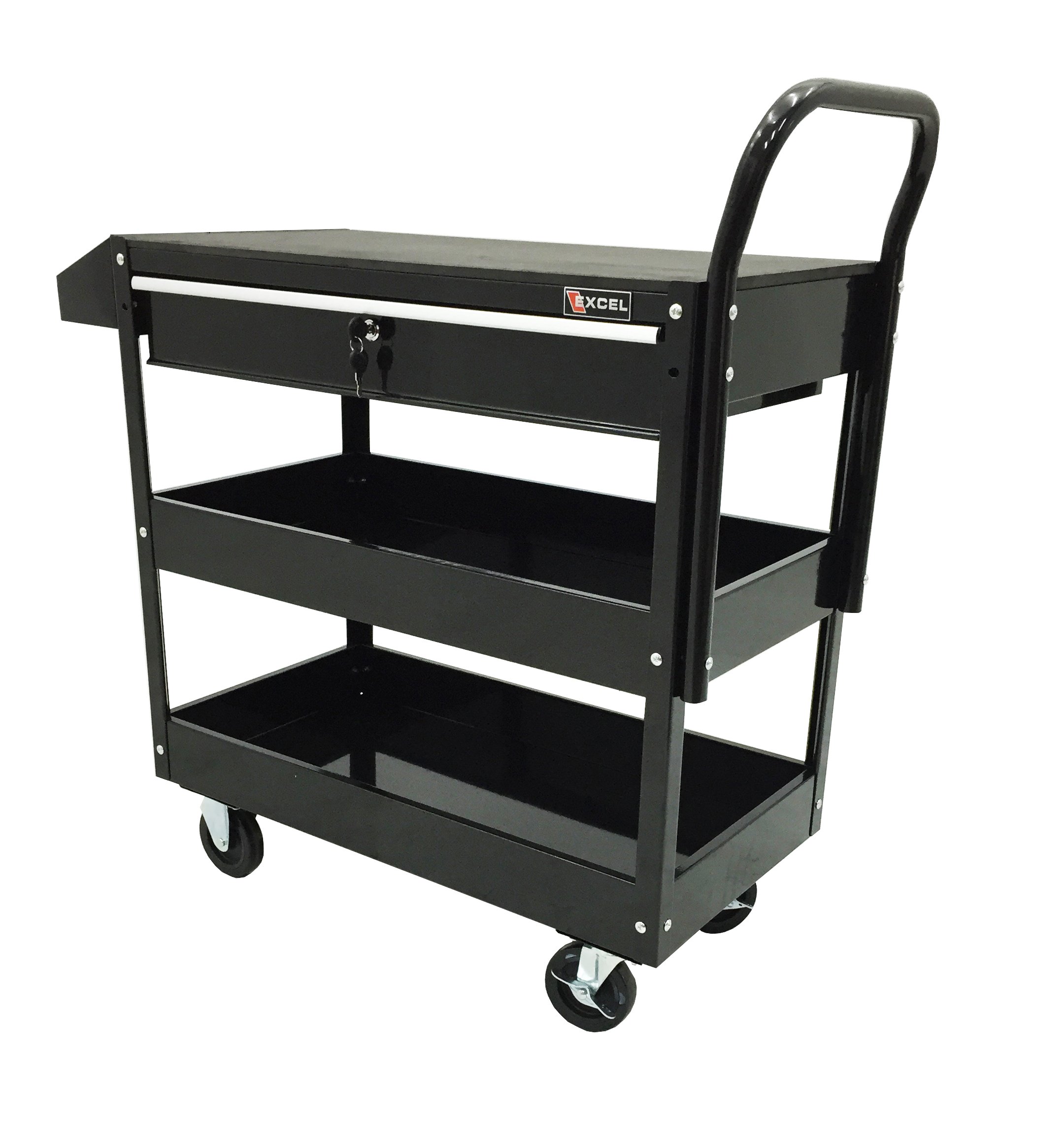 Mechanics Tool Cart Rolling Storage Wheels Drawers Black Mobile Utility