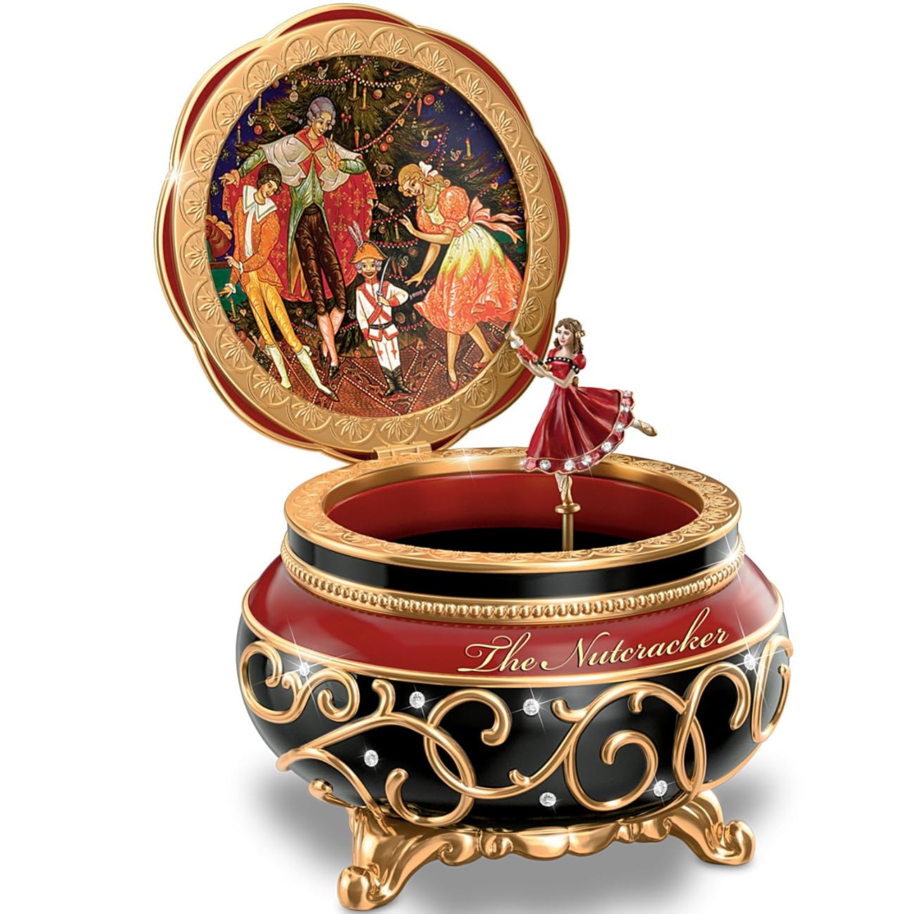 Clara And The Nutcracker Heirloom Porcelain Music Box with Russian