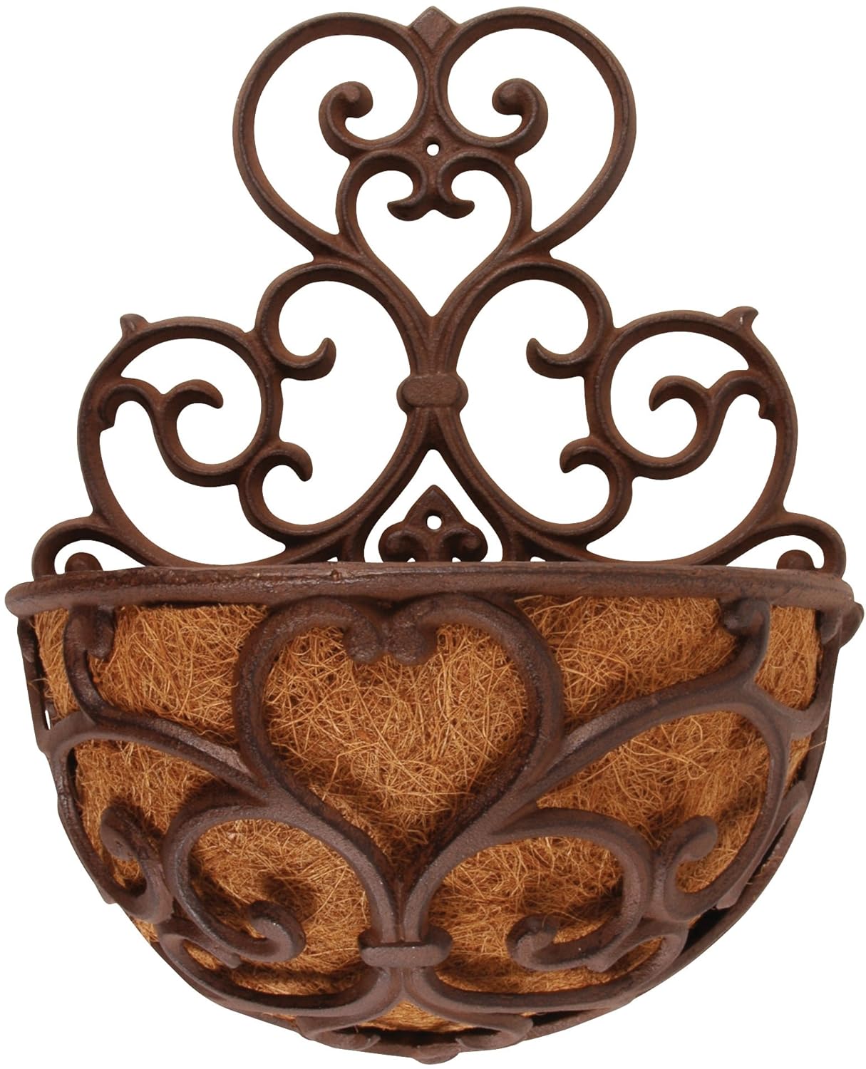 Esschert Design USA BPH51 Half Round Cast Iron Wall Planter, Coconut