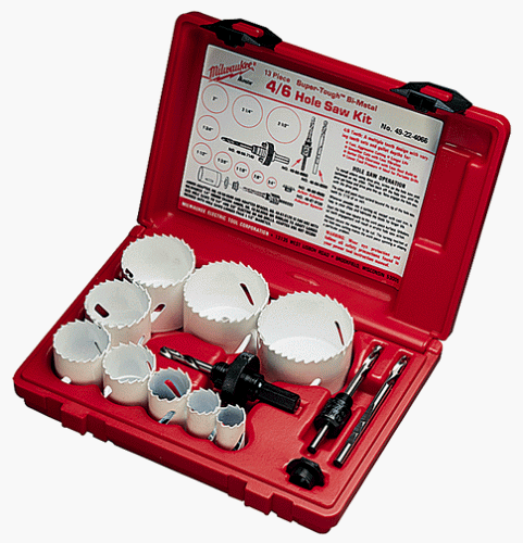 Milwaukee 49-22-4066 13-Piece 4/6 Tooth Plumbers and Electricians Hole Saw Kit