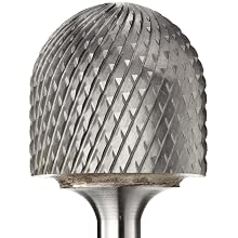 PFERD Cylindrical Carbide Bur, Uncoated (Bright) Finish, Diamond Cut, Radius End