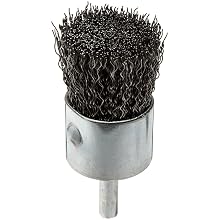 Weiler Wire End Brush, Solid End, Round Shank, Steel, Crimped Wire