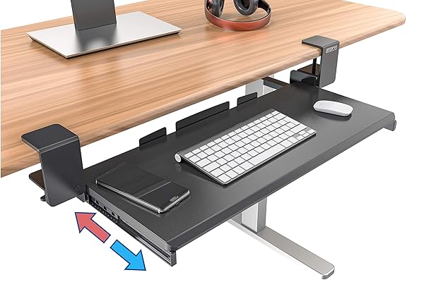 Clamp On Keyboard Tray Office Under Desk Ergonomic Desks Wood