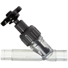 GF Piping Systems PVC Globe Valve, Angle, PE Seal, 1-1/4" Spigot