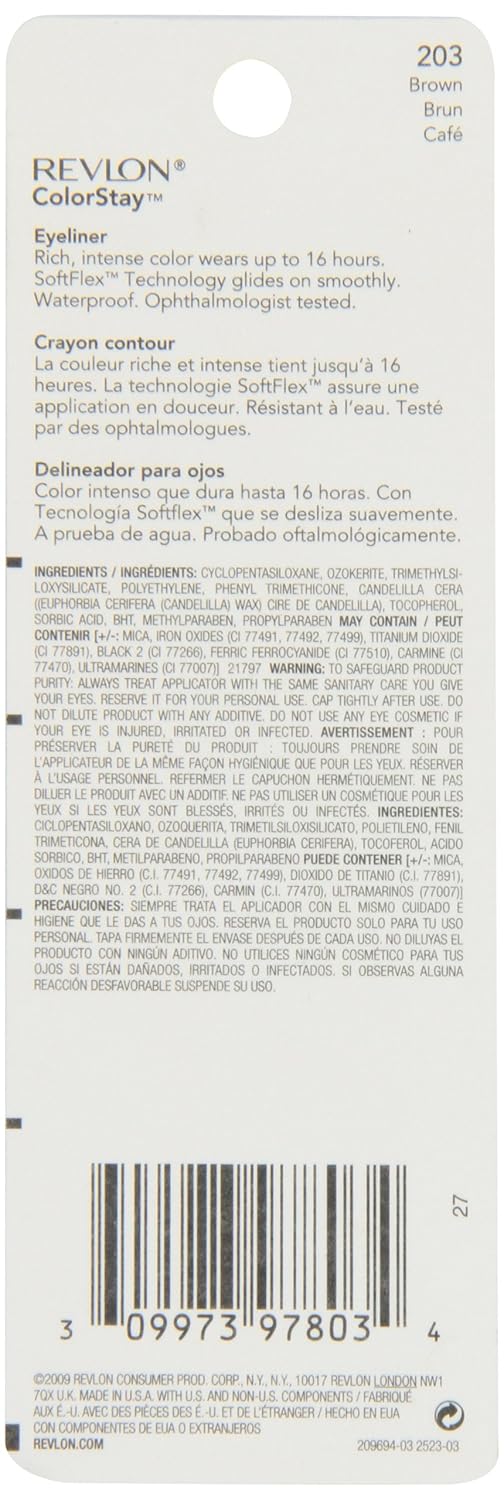 Amazon.com : Revlon ColorStay Eyeliner with Sharpener, Brown 203 ...