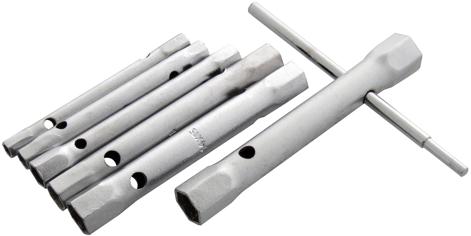 6PC TUBULAR BOX WRENCH SET + 150MM TOMMY BAR GARAGE PLUMBER