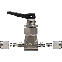 Ham-Let H1200 Series  Stainless Steel 316 Toggle Valve, Inline, 1/8" Let-Lok Fitting