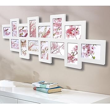 Woltu Br9700 Bilderrahmen Holz Rahmen Fur 14 Fotos 10x15 Cm Foto Collage Fotogalerie Weiss Royjrftkoh