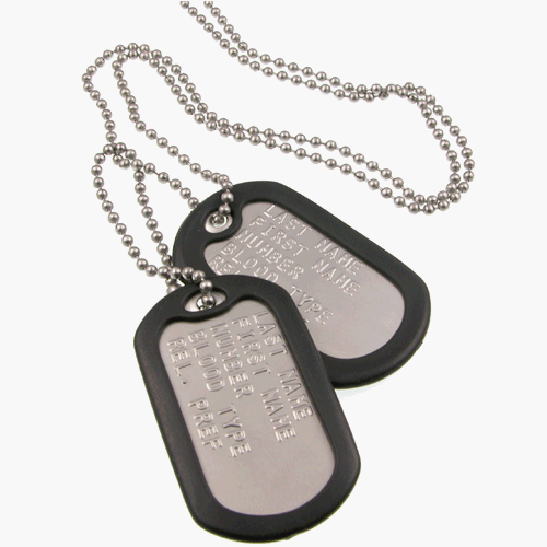 MILITARY DOG TAGS - Set of 2 personalised army style dog ID tags with ball chains & silencers READ DESCRIPTION TO SEE HOW TO ADD PERSONALISATION)