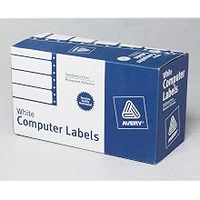 Avery Continuous Form White Computer Labels for Pin-Fed Printers, 4 x 1.9375 Inches, Box of 5000 (04022)