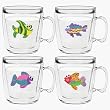 Rainbow Fish 12 oz Insulated Coffee Mug Set, Clear (4 designs)