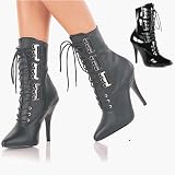 SEDUCE-1030, 5 Lace-Up Ankle Boot with Triple Buckle in Patent or Leather By Pleaser USA