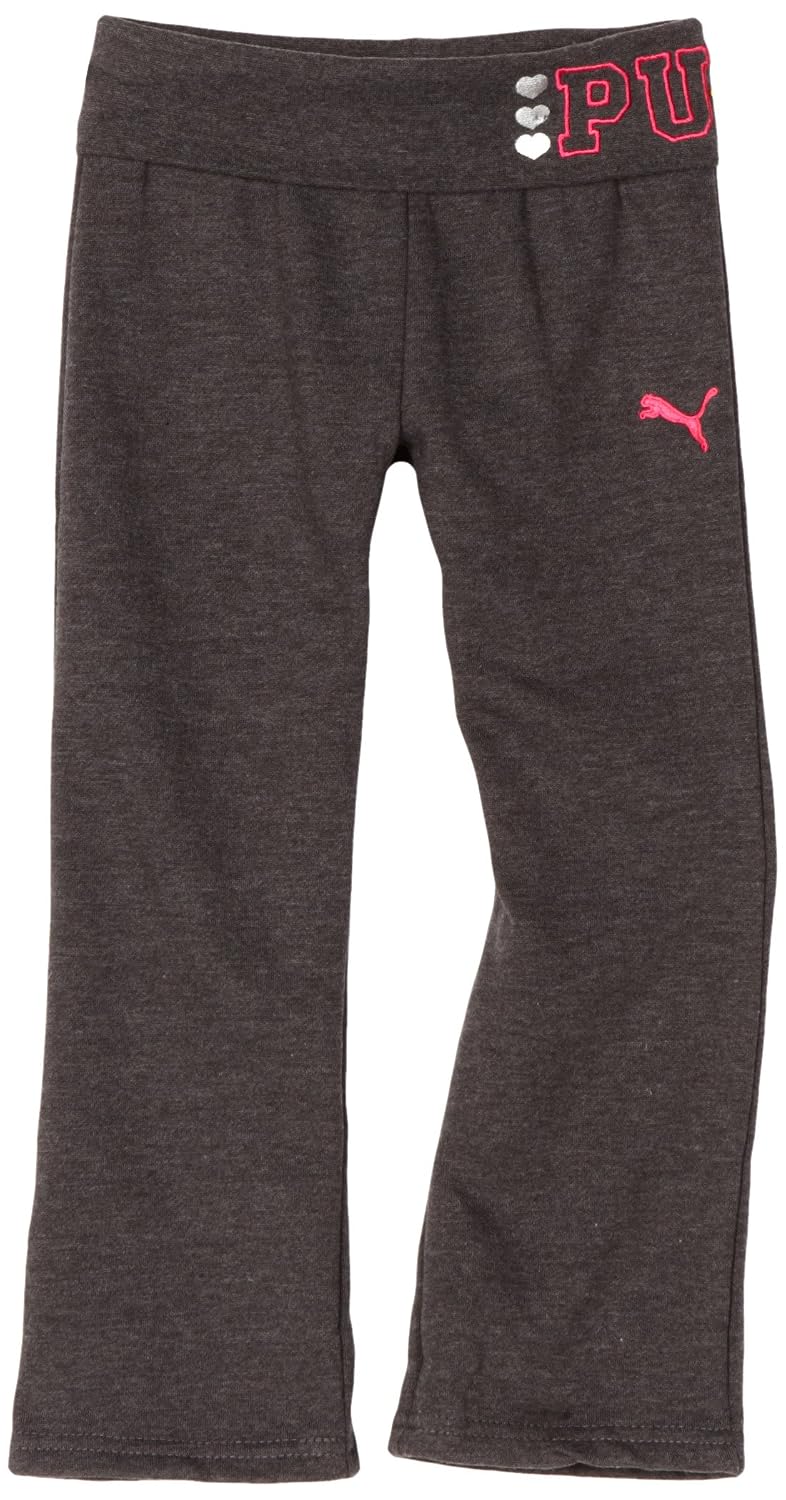 Puma – Kids Girls 2-6x CVC Logo Waisteband Fleece Pant, Gray, 5