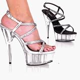 Delight-655, 5 3/4'' Stiletto Heel Slingback Platform Sandal in Rhinestones/Clear and Sizes 6-14