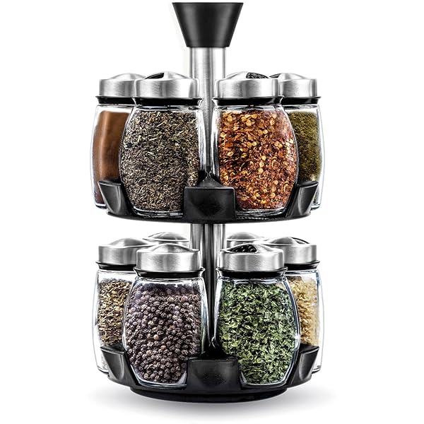 12 Jar Revolving Spice Rack Organizer Spinning Countertop Herb
