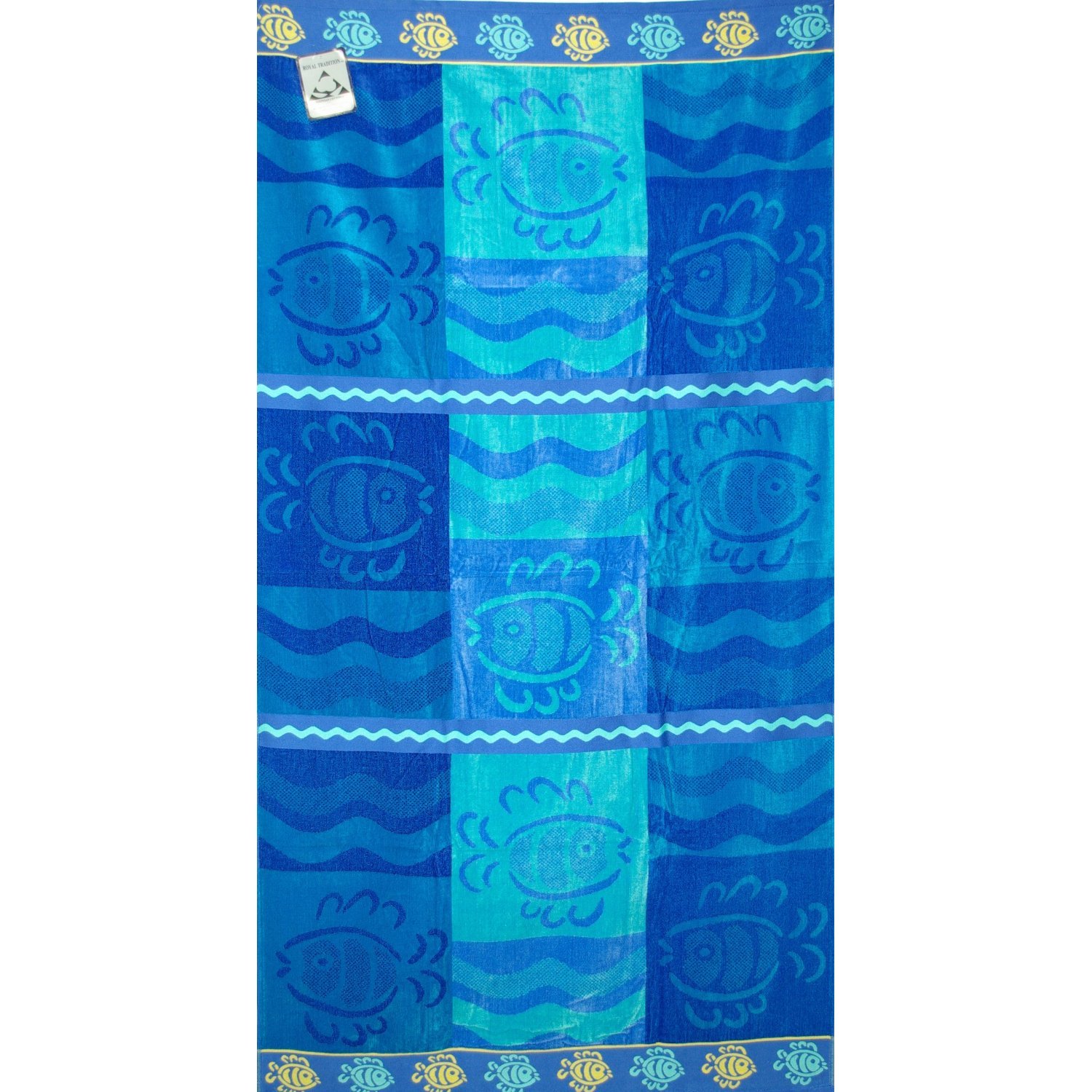 Luxury Oversized Beach Towels, Fish world, 100% Egyptian Cotton