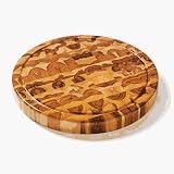 Proteak 305 Large Circle End Grain Chopping Block With Juice Groove - 18 Inch by Proteak
