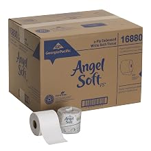 Georgia-Pacific Angel Soft ps 16880 White 2-Ply Premium Embossed Bathroom Tissue, 4.05" Length x 4.5" Width (Case of 80 Rolls, 450 Sheets Per Roll)