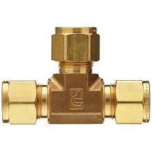 Parker A-Lok 1ET1-B Brass Compression Tube Fitting, Tee, Tube OD