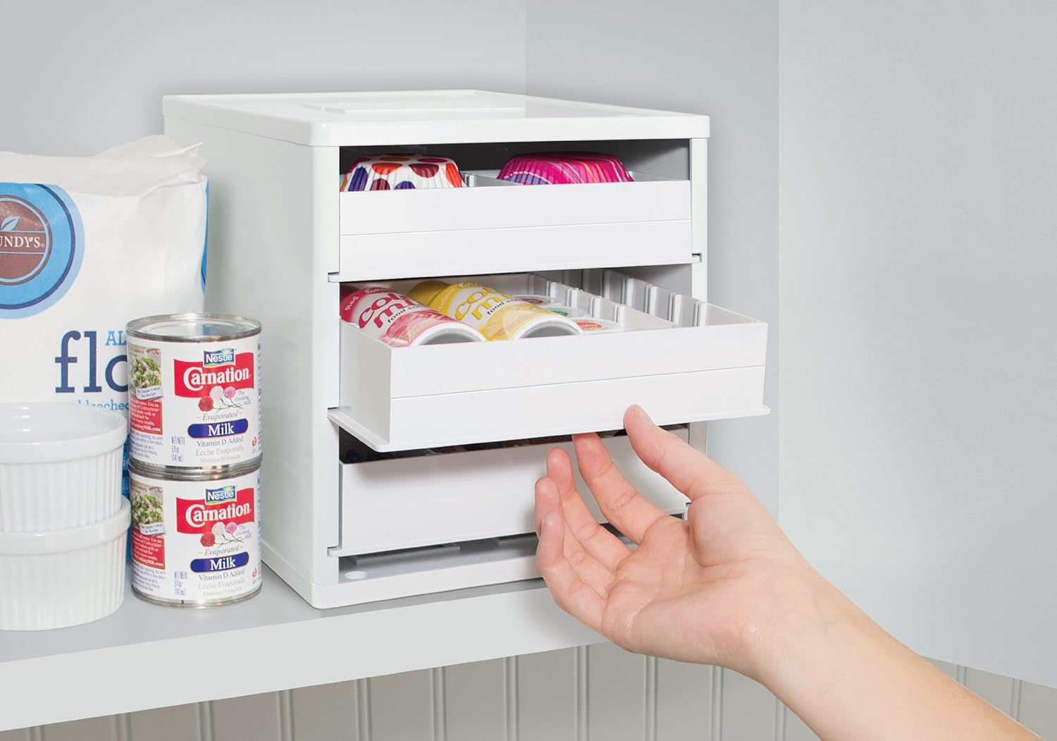 New Bake Stack Organizer Storage Baking Tools Kitchen Accessories Dividers Bins