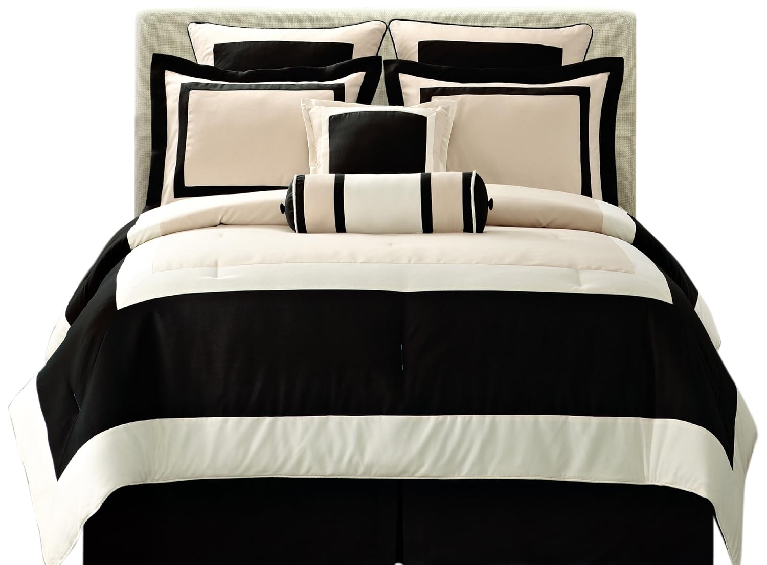 Black Bed Sets for Men: Modern Masculine Cream Black Gramercy 8-Piece ... Black Bed Sets for Men: Modern Masculine Cream Black Gramercy 8-Piece ...