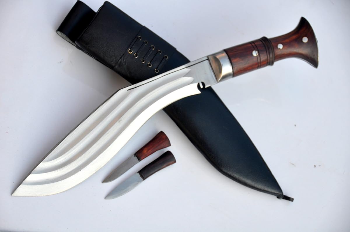 Authentic Gurkha Kukri Knife 12" Blade Tin Chirra (3 Fullers) the