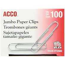 ACCO Economy Jumbo Paper Clips, Smooth, Jumbo, 100/Box, 10 Boxes (72580)