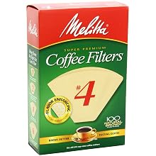 Melitta Cone Coffee Filters, Natural Brown, No. 4, 100-Count Filters (Pack of 6)
