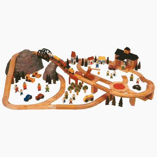 Childrens Toyshop  Toys : Mountain Wooden Train Set (compatible with other leading brands)