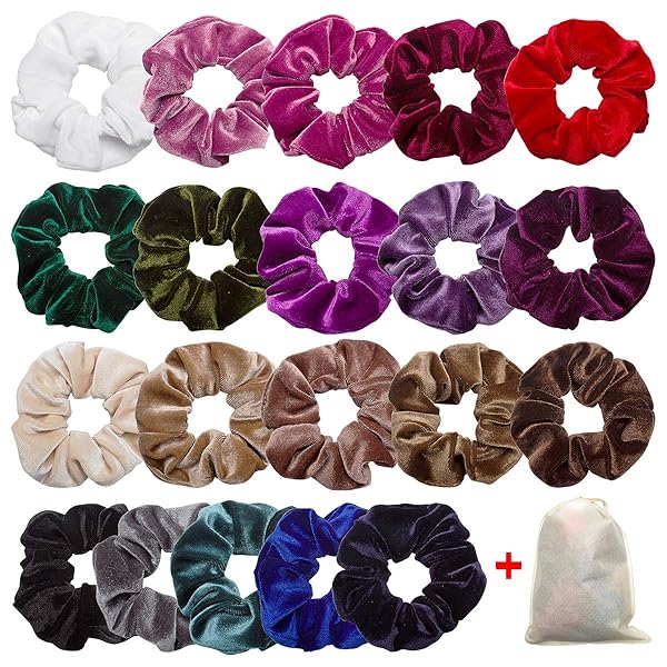 Ondder 20 Pack Velvet Scrunchies Hair Bobble Elastics Hair