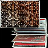 Lenticular ID Card Holder with vinyl insert of six frosted pockets, Item # IDH-R305; Changing colors between red, yellow, and black when tilted.