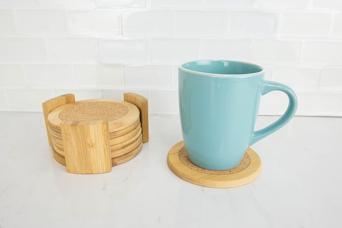 Home Basics 6 Piece Bamboo Coaster Set