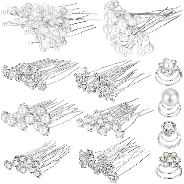132 Pieces Wedding Bridal Hair Pins Rhinestone Crystal Hair Clips
