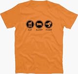 EAT SLEEP FIGHT karate ninja kampfsport T-Shirt S-XXL Orange XXXL