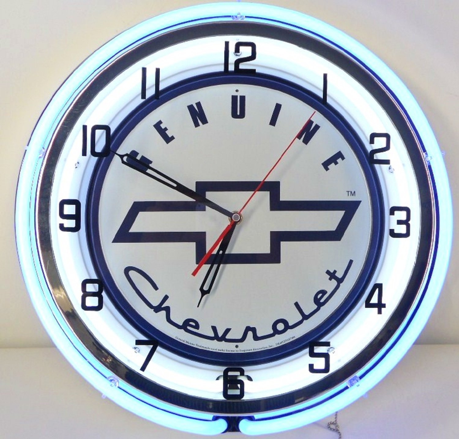 18" Vintage CHEVROLET Sign Double Neon Wall Clock Camaro SS Pickup