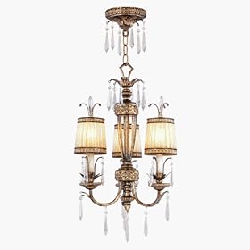 La Bella - 3 Light Crystal Pendant or Semi Flush Mount Ceiling Fixture - Vintage Gold Leaf...