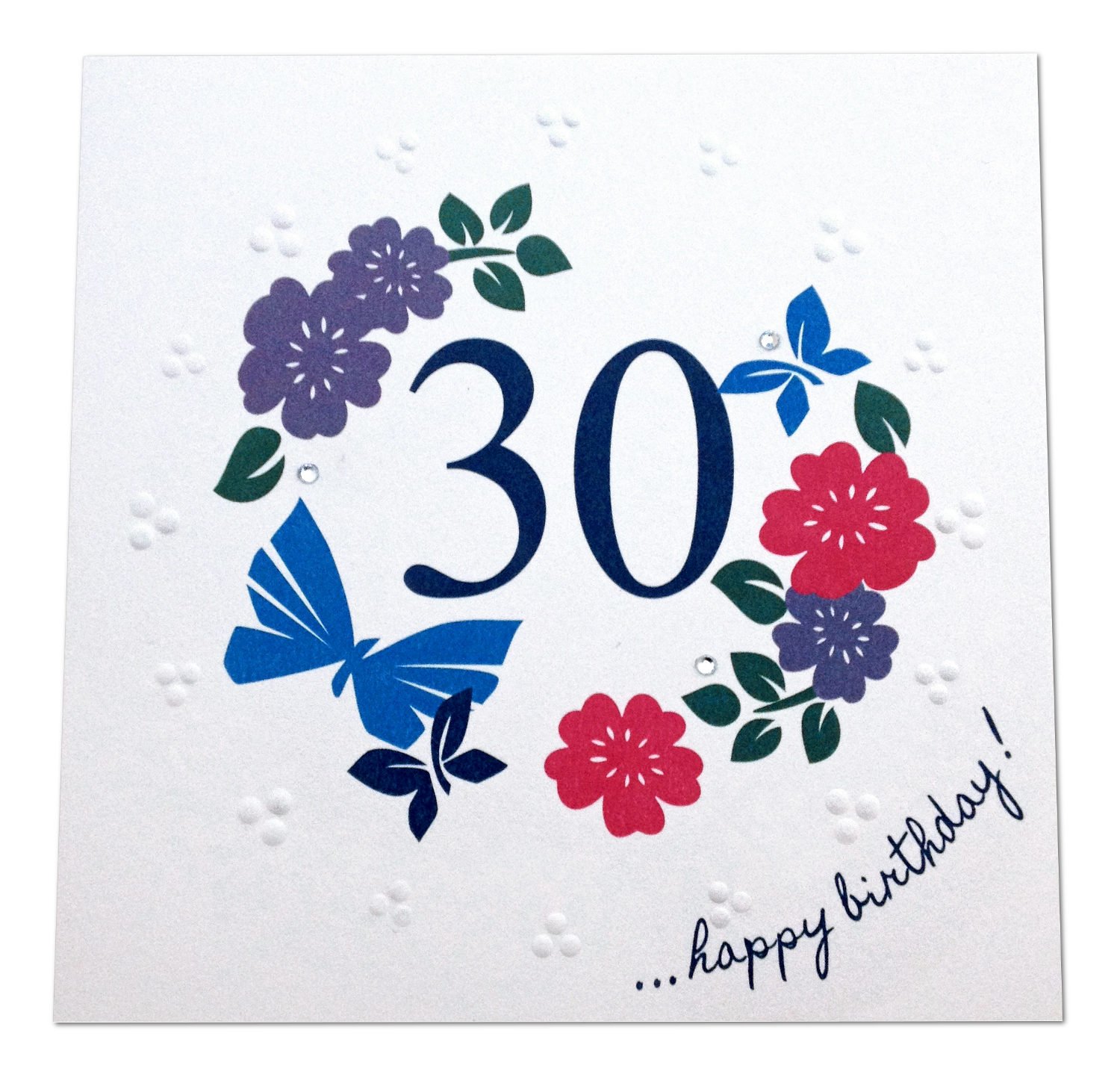 '30th Happy Birthday!' Luxury Card by UK Designer Jane Vanroe - 100% British Made, Embossed
'30th Happy Birthday!' Luxury Card by UK Designer Jane Vanroe - 100% British Made, Embossed