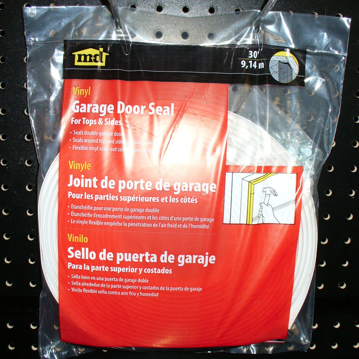 MD Building Products 3822 Vinyl Garage Door Top and Sides Seal, 30