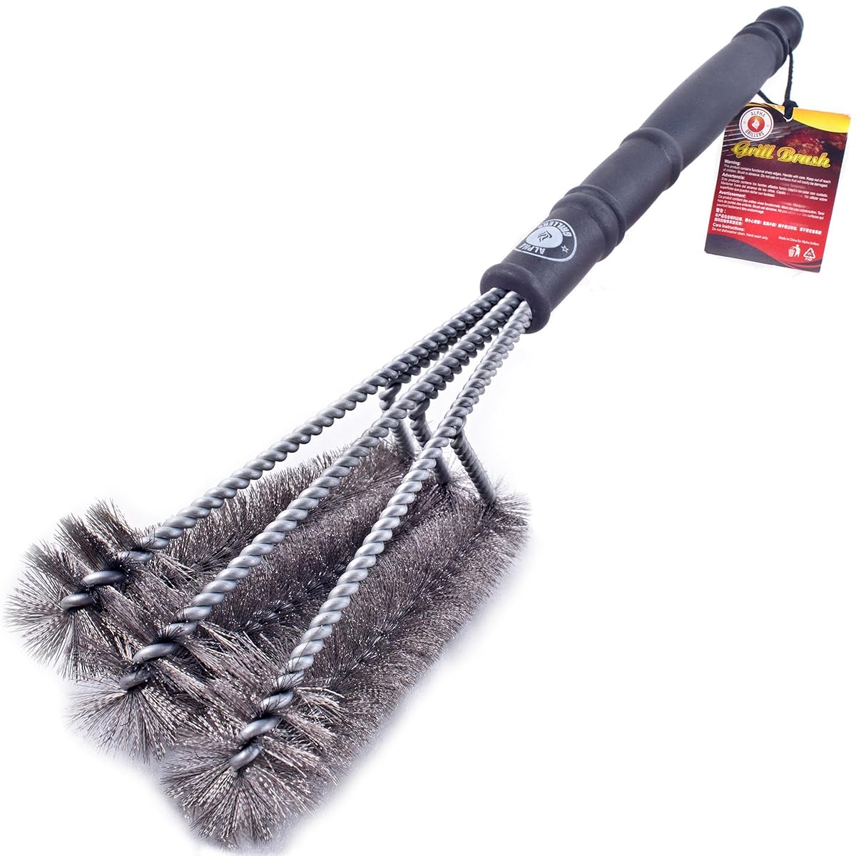 Alpha Grillers 18" Grill Brush. Best BBQ Cleaner. Safe For All Grills