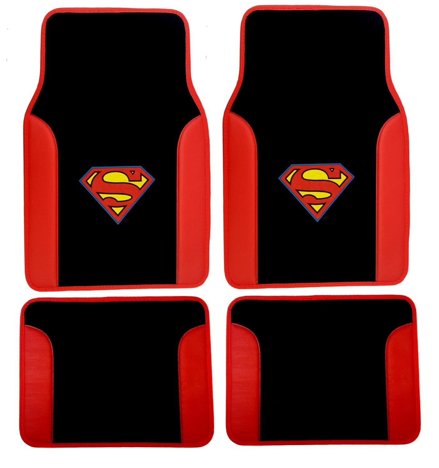 Superman Logo Red Trim Seat Cover Set Matching Floor Mats eBay