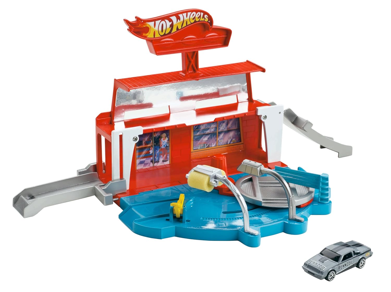 NIB Mattel Hot Wheels Team Hot Wheels Super Spin Carwash Playset w/die