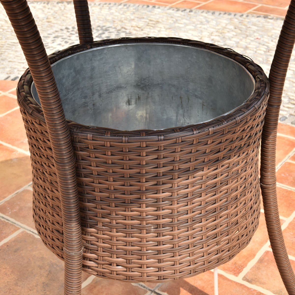 31.5" Outdoor Rattan Patio Bar Table with Ice Cooler Bucket for your