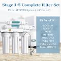 Vegebe 1-5 Stage 50 GPD RO Water Filter Set Replacement Fit for APEC Reverse Osmosis System (1/4" Output)