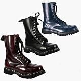 ROCKY-10, Blue, Black or Burgandy Leather 10 Eyelet Steel-Toe Calf Boots