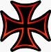 Large Red & Black Iron Cross - 8 3/8 x 8 3/8 - Embroidered Iron On or Sew On Back Patch