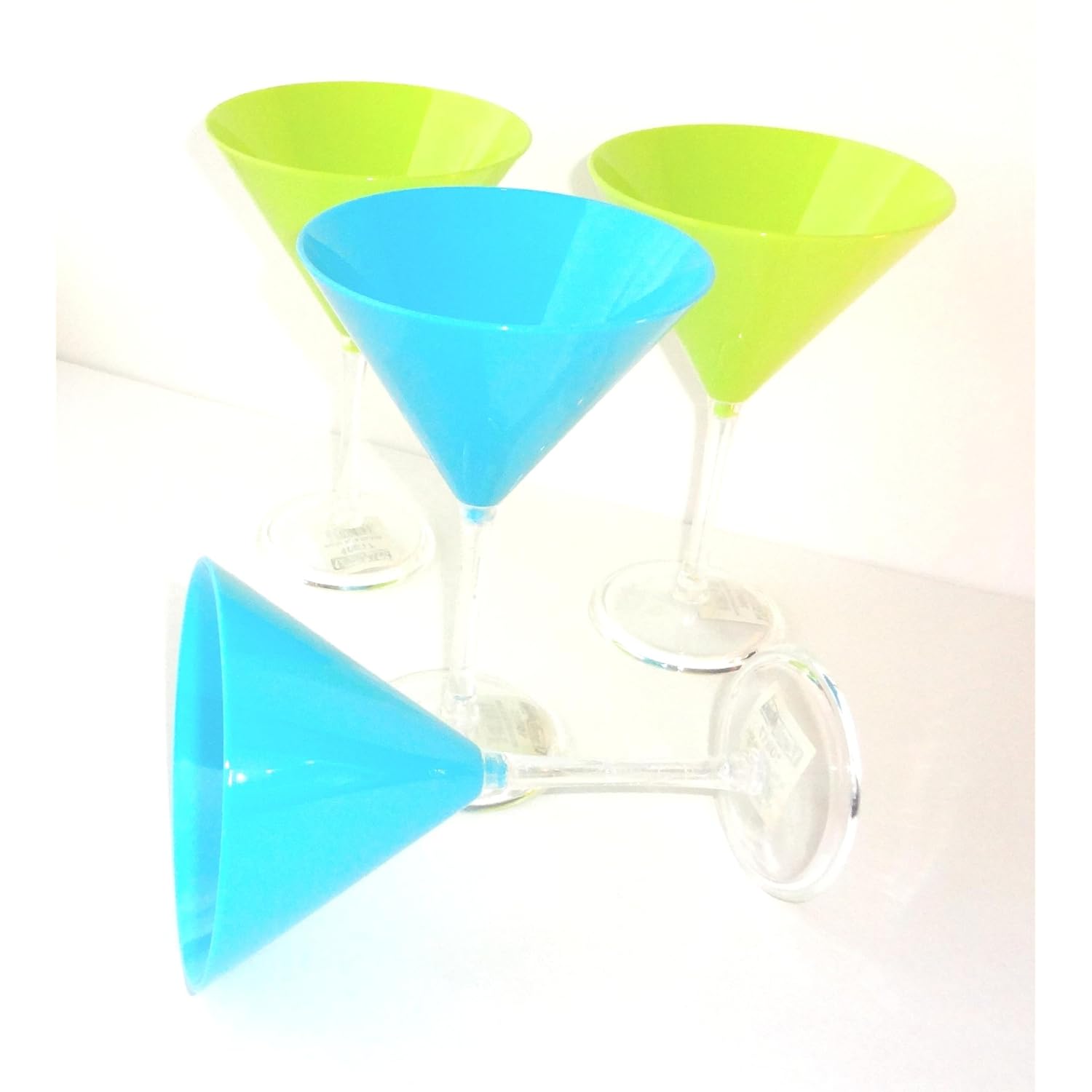 Margarita Glasses Set of 4 Neon Colors Blue & Neon Green 8.5 Oz
