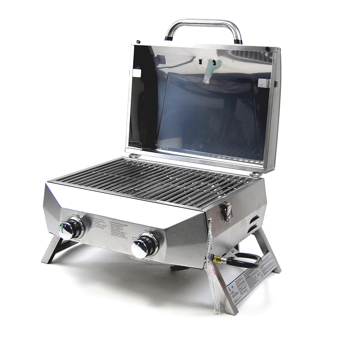 SUPERSPACE 2 Burner Stainless Steel BBQ Tabletop Propane Gas Grills, 20,000 BTU