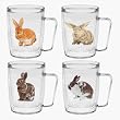Rabbits 18 oz Insulated Coffee Mug Set, Clear (4 designs)