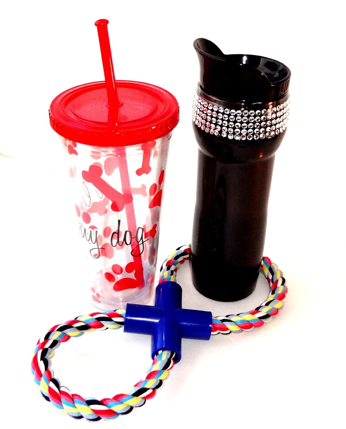 Dog Lovers Gifts Set Hot Cold Travel Beverage Set 15oz Black Bling Mug
